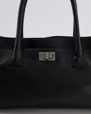 Chanel Vintage Black Executive Reissue Tote Bag in Calfskin Leather with Silver Hardware