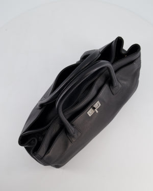 Chanel Vintage Black Executive Reissue Tote Bag in Calfskin Leather with Silver Hardware