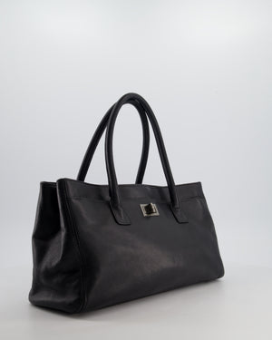 Chanel Vintage Black Executive Reissue Tote Bag in Calfskin Leather with Silver Hardware