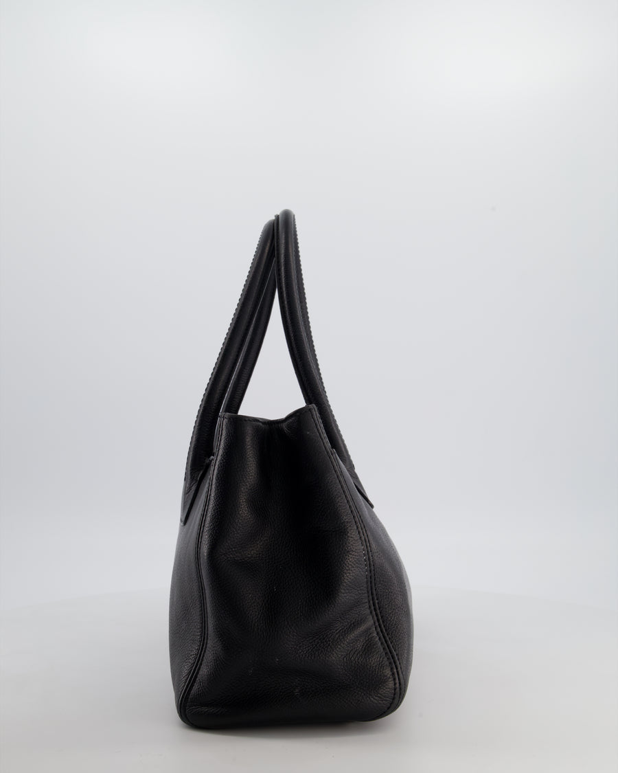 Chanel Vintage Black Executive Reissue Tote Bag in Calfskin Leather with Silver Hardware