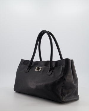 Chanel Vintage Black Executive Reissue Tote Bag in Calfskin Leather with Silver Hardware