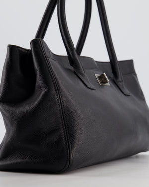 Chanel Vintage Black Executive Reissue Tote Bag in Calfskin Leather with Silver Hardware