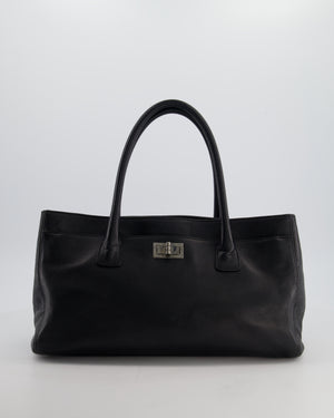 Chanel Vintage Black Executive Reissue Tote Bag in Calfskin Leather with Silver Hardware