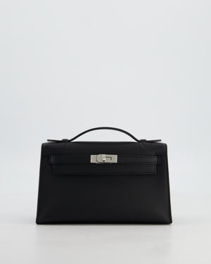 *RARE* Hermès Mini Kelly Pochette Bag in Noir Swift Leather with Palladium Hardware