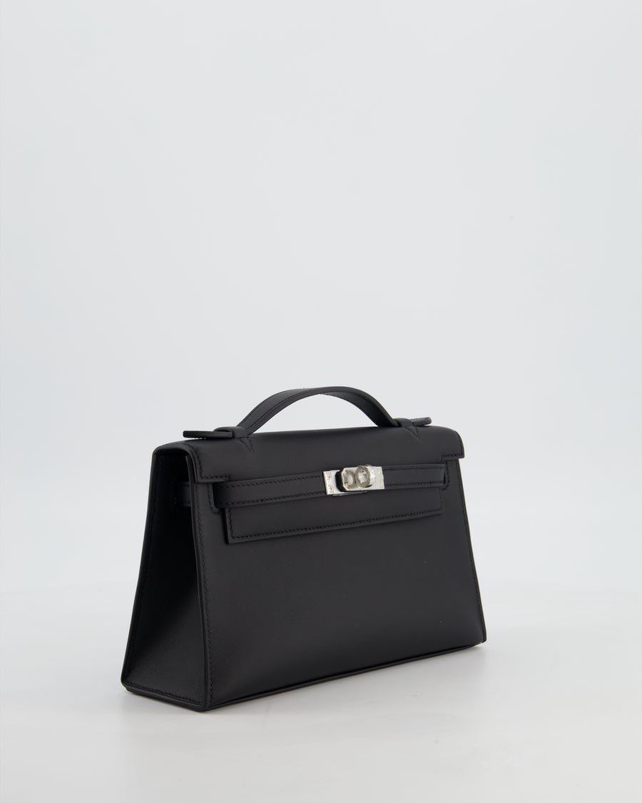 *RARE* Hermès Mini Kelly Pochette Bag in Noir Swift Leather with Palladium Hardware