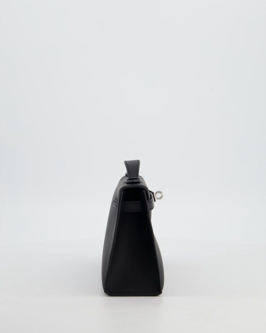 *RARE* Hermès Mini Kelly Pochette Bag in Noir Swift Leather with Palladium Hardware