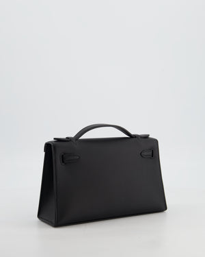 *RARE* Hermès Mini Kelly Pochette Bag in Noir Swift Leather with Palladium Hardware