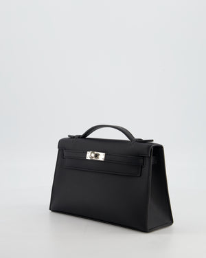 *RARE* Hermès Mini Kelly Pochette Bag in Noir Swift Leather with Palladium Hardware