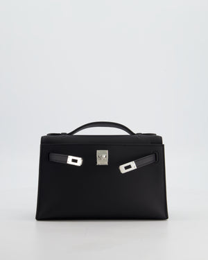 *RARE* Hermès Mini Kelly Pochette Bag in Noir Swift Leather with Palladium Hardware