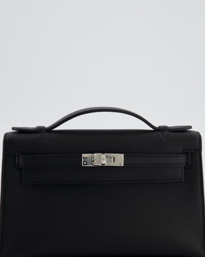 *RARE* Hermès Mini Kelly Pochette Bag in Noir Swift Leather with Palladium Hardware