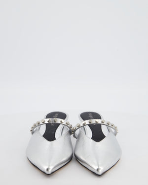 Alexander McQueen Studded Silver Heeled Mules Size EU 37