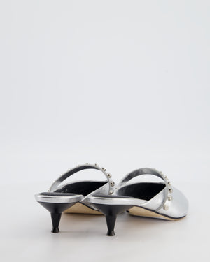 Alexander McQueen Studded Silver Heeled Mules Size EU 37