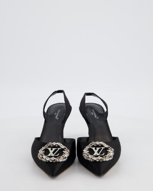 Louis Vuitton MET Satin Black Heeled Slingbacks Size EU 37 RRP £1,080
