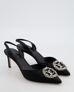Louis Vuitton MET Satin Black Heeled Slingbacks Size EU 37 RRP £1,080