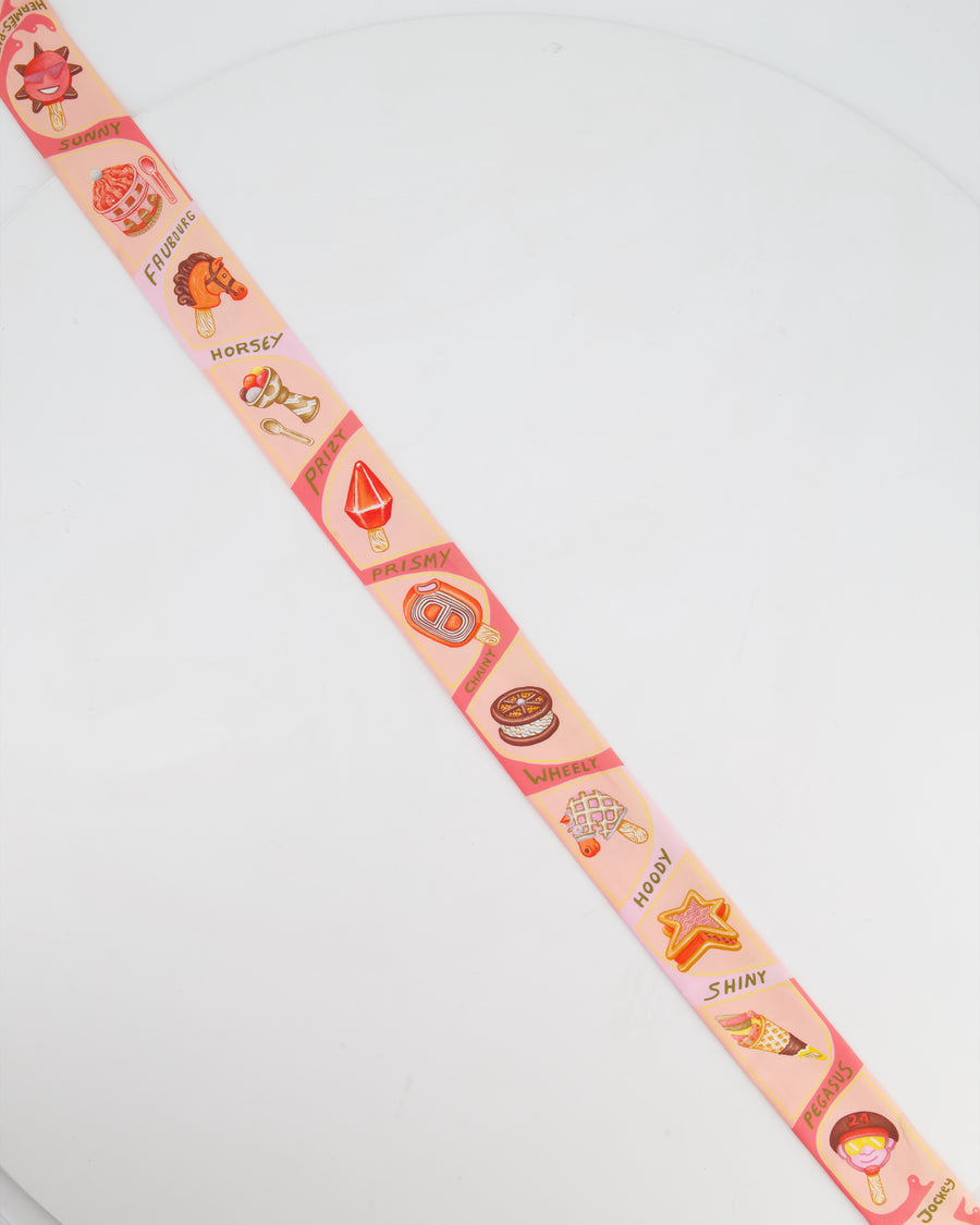Hermès 'Funny Ice Cream' Silk Twilly in Rose Poudre
