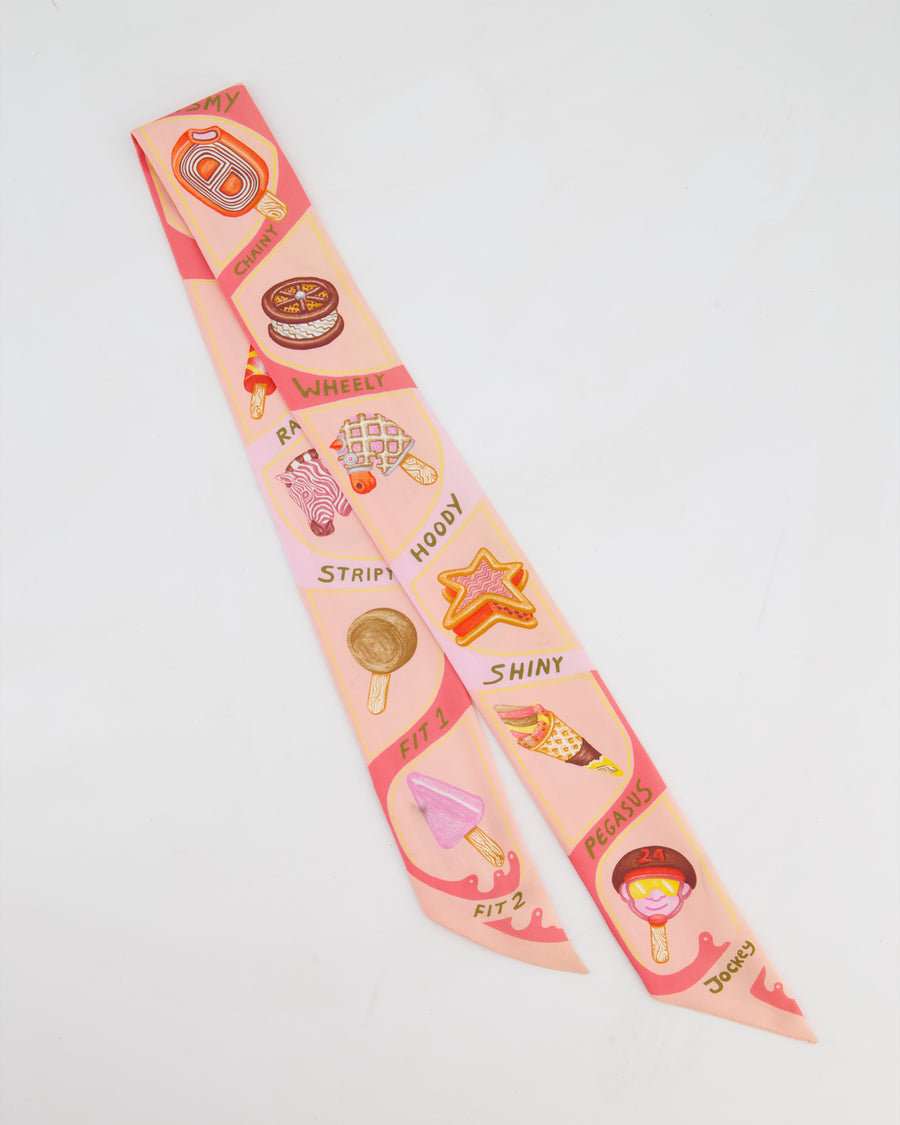 Hermès 'Funny Ice Cream' Silk Twilly in Rose Poudre