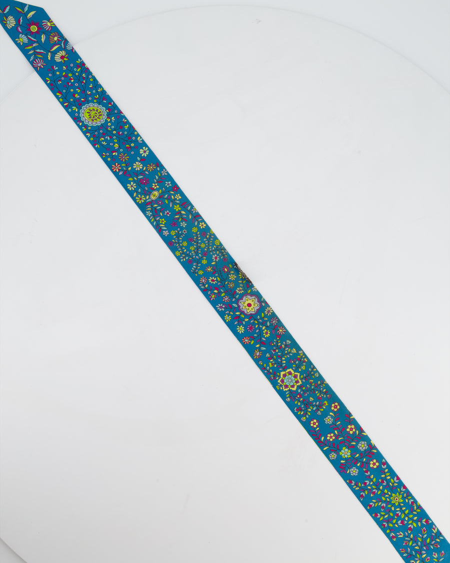 Hermès 'L'Arbre De Vie' Silk Twilly in Jaune, Bleu & Vert