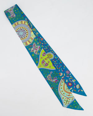 Hermès 'L'Arbre De Vie' Silk Twilly in Jaune, Bleu & Vert