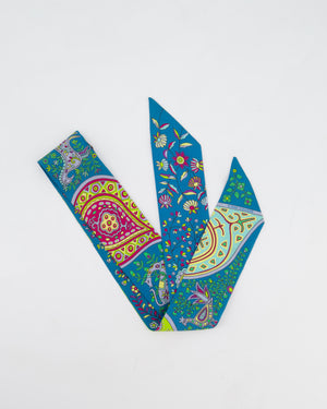 Hermès 'L'Arbre De Vie' Silk Twilly in Jaune, Bleu & Vert