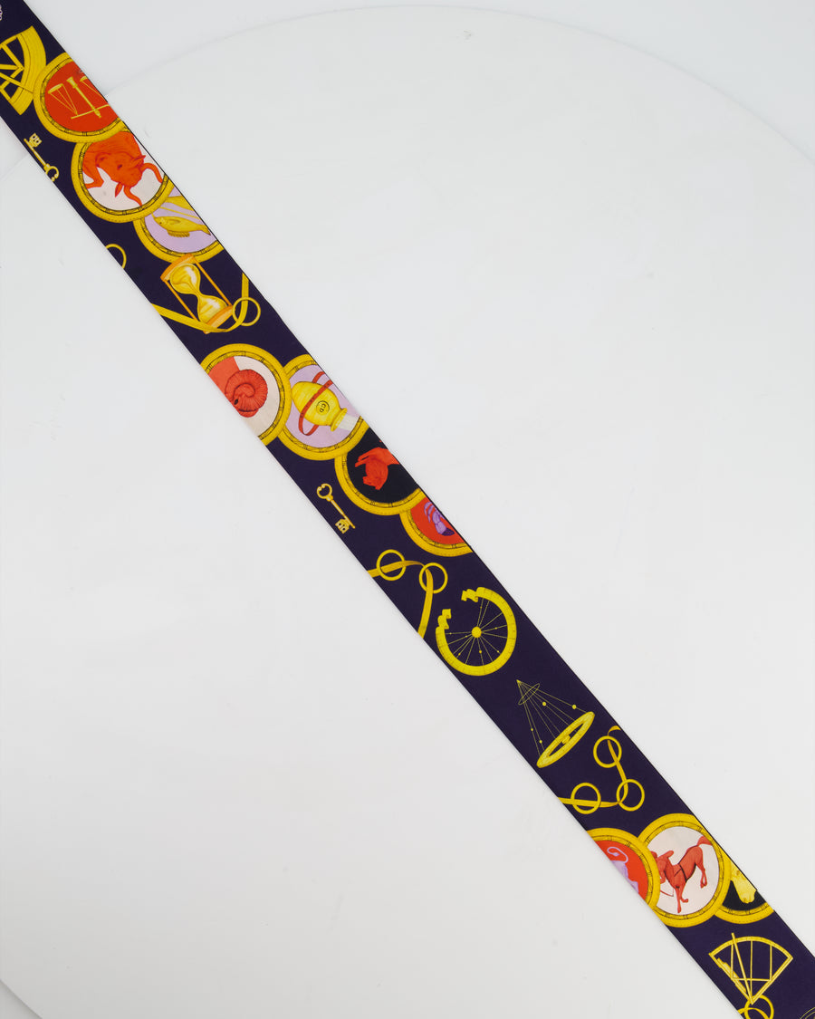 Christian Dior Silk Astrology Navy and Orange Twilly