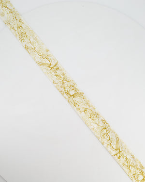 Christian Dior Silk Twilly in Cream & Yellow with Logo Detail