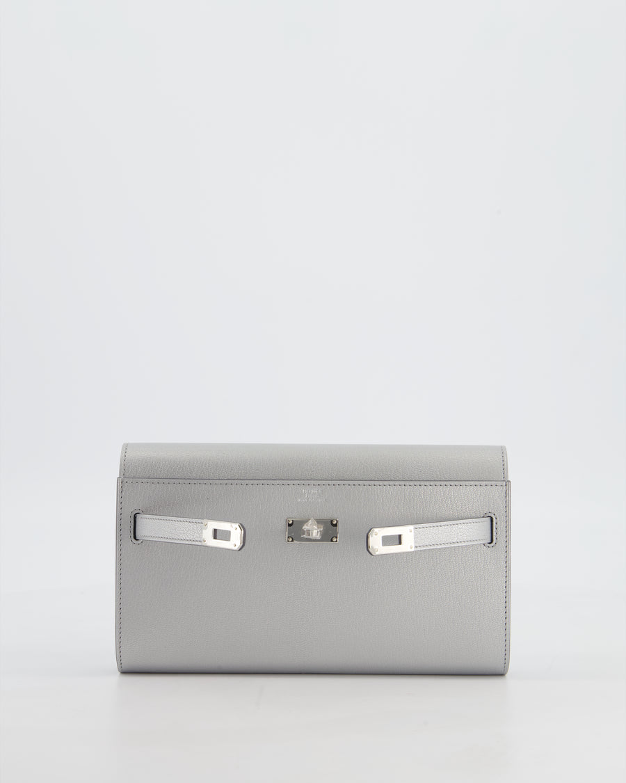 *SUPER RARE* Hermès Kelly To Go Bag in Argent Chevre Chamkila Leather with Palladium Hardware