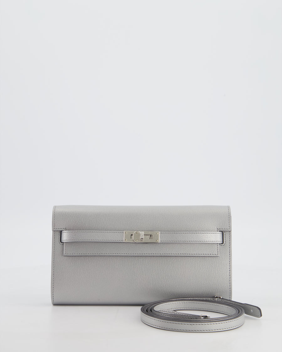 *SUPER RARE* Hermès Kelly To Go Bag in Argent Chevre Chamkila Leather with Palladium Hardware