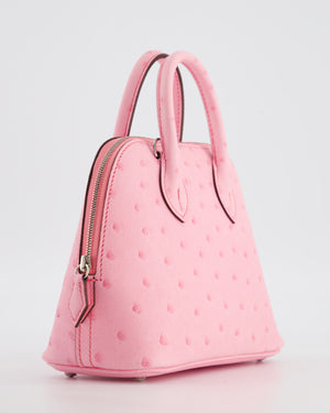 *HOT* Hermès Mini Bolide Bag in Rose Bubblegum Ostrich Leather with Palladium Hardware