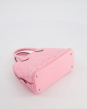 *HOT* Hermès Mini Bolide Bag in Rose Bubblegum Ostrich Leather with Palladium Hardware