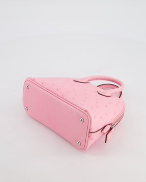 *HOT* Hermès Mini Bolide Bag in Rose Bubblegum Ostrich Leather with Palladium Hardware
