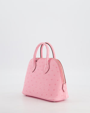 *HOT* Hermès Mini Bolide Bag in Rose Bubblegum Ostrich Leather with Palladium Hardware