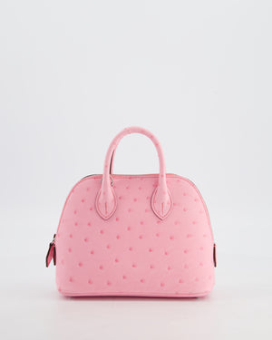 *HOT* Hermès Mini Bolide Bag in Rose Bubblegum Ostrich Leather with Palladium Hardware