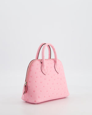 *HOT* Hermès Mini Bolide Bag in Rose Bubblegum Ostrich Leather with Palladium Hardware