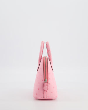 *HOT* Hermès Mini Bolide Bag in Rose Bubblegum Ostrich Leather with Palladium Hardware