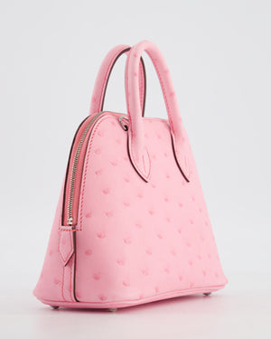 *HOT* Hermès Mini Bolide Bag in Rose Bubblegum Ostrich Leather with Palladium Hardware