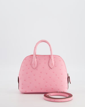 *HOT* Hermès Mini Bolide Bag in Rose Bubblegum Ostrich Leather with Palladium Hardware