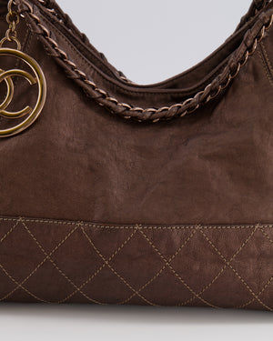 Chanel Vintage Bronze Calfskin Quilted Coco Cabas Tote Bag with Rose Gold CC Logo
