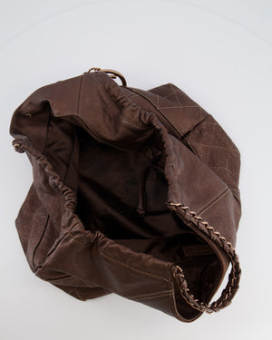 Chanel Vintage Bronze Calfskin Quilted Coco Cabas Tote Bag with Rose Gold CC Logo