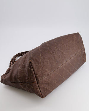 Chanel Vintage Bronze Calfskin Quilted Coco Cabas Tote Bag with Rose Gold CC Logo