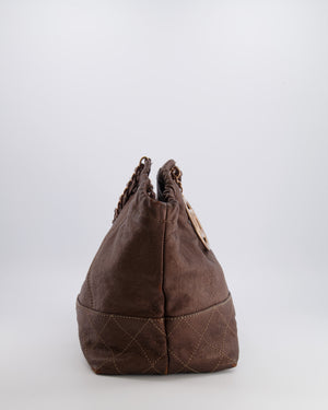 Chanel Vintage Bronze Calfskin Quilted Coco Cabas Tote Bag with Rose Gold CC Logo