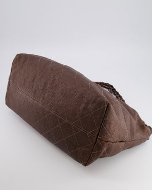 Chanel Vintage Bronze Calfskin Quilted Coco Cabas Tote Bag with Rose Gold CC Logo