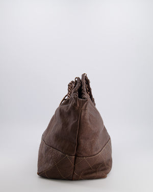 Chanel Vintage Bronze Calfskin Quilted Coco Cabas Tote Bag with Rose Gold CC Logo