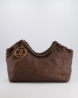 Chanel Vintage Bronze Calfskin Quilted Coco Cabas Tote Bag with Rose Gold CC Logo