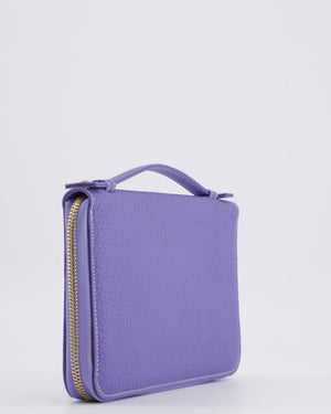 Loro Piana Purple Leather Top Handle Wallet with Gold LP Logo Zipper Detail