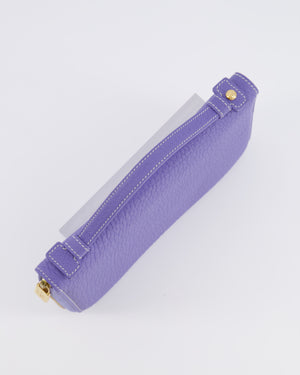 Loro Piana Purple Leather Top Handle Wallet with Gold LP Logo Zipper Detail