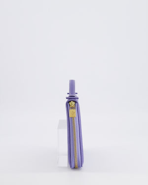 Loro Piana Purple Leather Top Handle Wallet with Gold LP Logo Zipper Detail