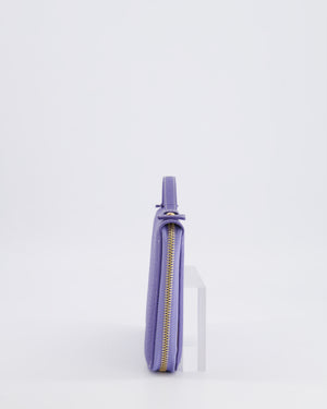 Loro Piana Purple Leather Top Handle Wallet with Gold LP Logo Zipper Detail