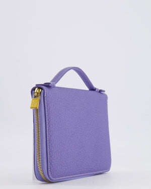 Loro Piana Purple Leather Top Handle Wallet with Gold LP Logo Zipper Detail
