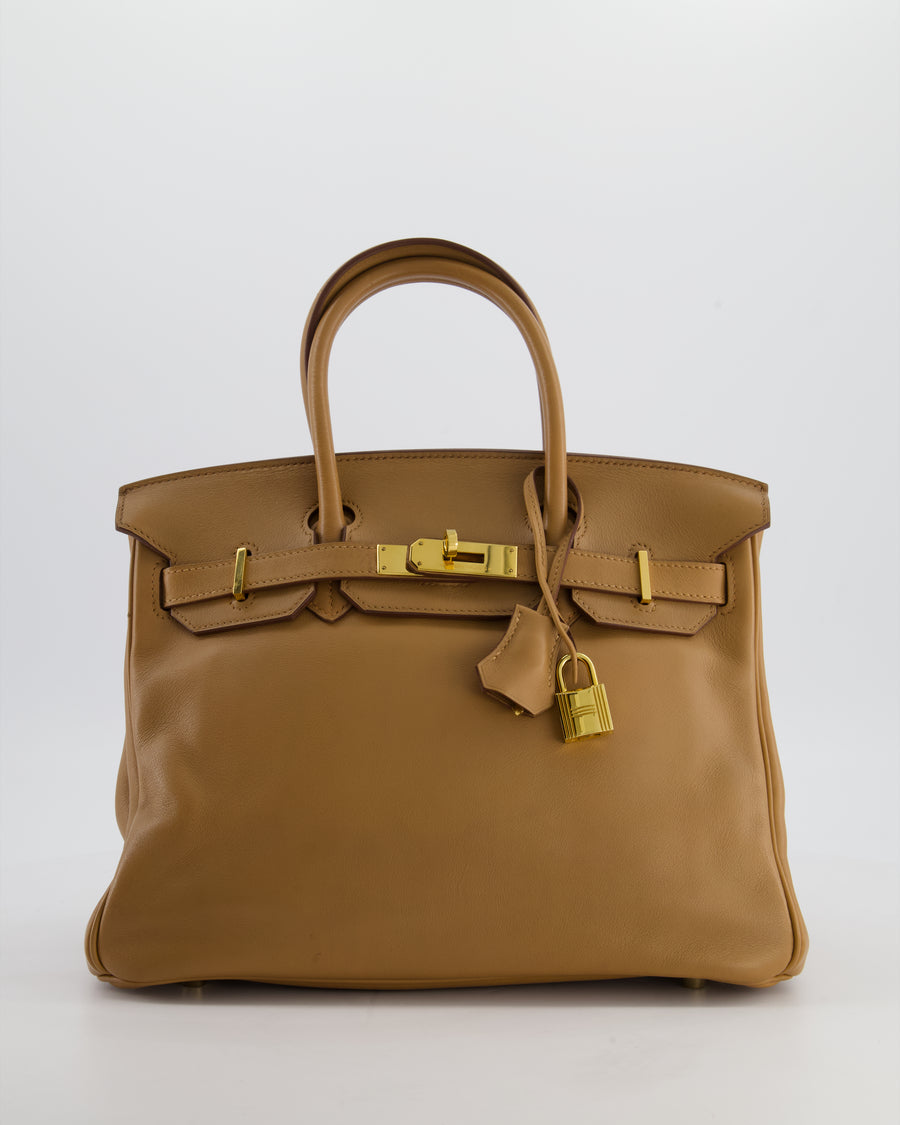 Hermès Birkin 30 Retourne Bag in Naturel Swift Leather with Gold Hardware