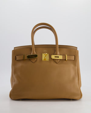 Hermès Birkin 30 Retourne Bag in Naturel Swift Leather with Gold Hardware